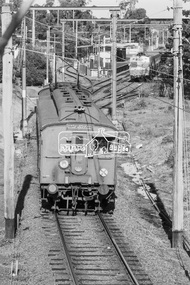 Photograph, George Coop, Tait Single Motor Carriage 473M (Red Rattler) train departs Eltham for Hurstbridge, 17 July 1983, 1983