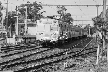 Photograph, George Coop, Hitachi electric trains at Eltham Railway Station, 21 August 1983, 1983