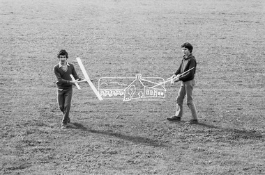 Photograph, George Coop, Balsa wood model airplane construction class, Nunawading High School, Canterbury Road, c.August 1983, 1983
