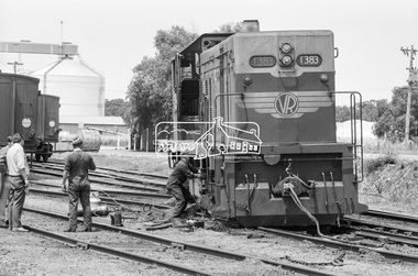 Photograph, Wheat train derailment near the yards of Dunolly Railway Station, Dunolly, Victoria, c.1983, 1983
