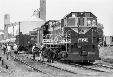 Photograph, Wheat train derailment near the yards of Dunolly Railway Station, Dunolly, Victoria, c.1983, 1983