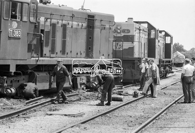 Photograph, Wheat train derailment near the yards of Dunolly Railway Station, Dunolly, Victoria, c.1983, 1983