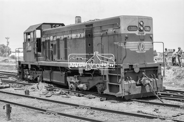 Photograph, Wheat train derailment near the yards of Dunolly Railway Station, Dunolly, Victoria, c.1983, 1983
