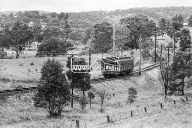 Photograph, Single Motor Carriage (Red Rattler) Tait train on its way to Hurstbridge, near Wattletree Road, Eltham North, c.1970, 1970