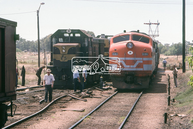 Photograph, Wheat train derailment near the yards of Dunolly Railway Station, Dunolly, Victoria, c.1983, 1983