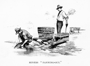 Photograph, Walter Withers, Miners 'Panning-out', sketch by Walter Withers