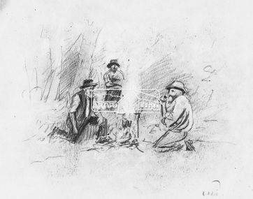 Photograph, Pencil drawing from a sketch book by Walter Withers, 1971