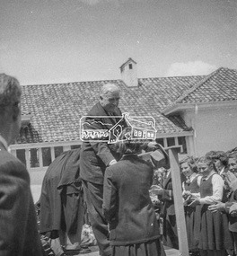 Photograph, Prime Minister Robert Menzies addressing students at Eltham High School, Thursday November 5, 1953