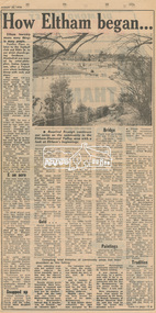 Newsclipping, How Eltham began ..., Unk publication, 22 August 1978, 22 Aug 1978