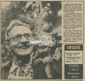 Newsclipping, Orchard in Eltham brought happiness, Diamond Valley News, 18 September 1984, 11 Sep 1984
