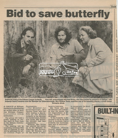 Newsclipping, Bid to save butterfly, Diamond Valley News, 1987, 1987