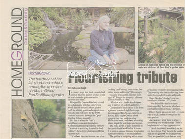 Newsclipping, Flourishing tribute by Deborah Gough, Diamond Valley News(?)