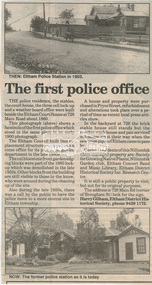 Newsclipping, The first police office, Diamond Valley News(?)