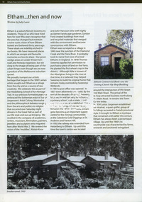 Newsclipping, Eltham...then and now by Judy Lewis, Eltham Town Community News, date unk, pp10-11