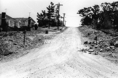 Photograph, Looking west along Bridge Street from intersection with Bible Street, Eltham, c.September 1966, 1966c