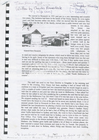 Document, Rodda recollections: Extract from a book written by Charles Ramsdale