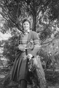 Photograph, Joy Chapman in rear playground of Eltham High School, 1959, 1959
