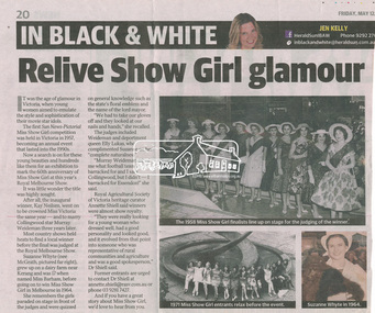 Newspaper clipping, Relive Show Girl glamour by Jen Kelly, Herald Sun, Friday, May 12, 2017, p20, 12 May 2017