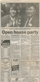 Newspaper clipping, Open house party by Margaret Cook, Diamond Valley News, 12 November 1991, 1991