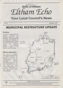 Newsletter, Eltham Echo; Your Local Council's News, Shire of Eltham, No. 35, September 1994, 1994