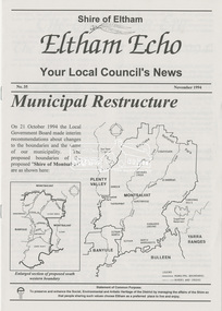 Newsletter, Eltham Echo; Your Local Council's News, Shire of Eltham, No. 35, November 1994, 1994