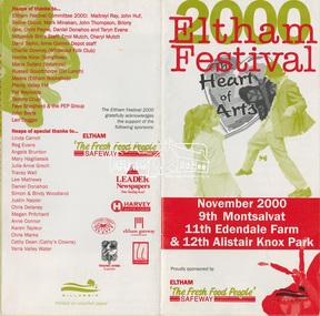 Program, 2000 Eltham Festival, The Heart of Arts; 9th, 11th & 12th November, 2000, 2000