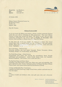 Letter, Shire of Nillumbik containing information on the Eltham Festival 2000, 23 October 2000, 2000