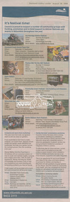 Newspaper clipping, Advertisement; It's festival time, Nillumbik Shire Council, Diamond Valley Leader, 26 August 2009, 2009