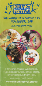 Program, Rotary Eltham Town Festival Sat 12 & Sunday 13 November, 2011, Alistair Knox Park, 2011