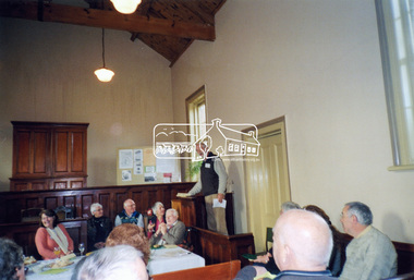 Photograph, Harry Gilham addresses members celebrating the 40th Anniversary of Eltham District Historical Society at Eltham Courthouse, 730 Main Road, Eltham, 14 July 2007, 2007