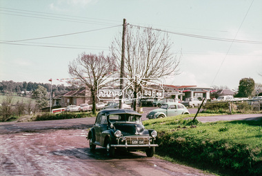 Photograph, Looking west from Brougham Street near Eltham Courthouse across Main Road, 30 August 1967, 1967