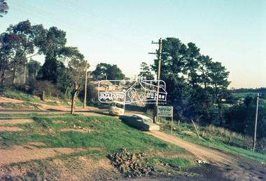 Photograph, Entrance to Shire of Eltham office from Main Road prior to commencement of duplication works, c.February 1968, 1968
