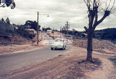 Photograph, Looking south along Main Road towards Bridge Street, Main Road widening roadworks, Eltham, 19 April 1968, 1968