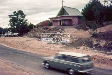 Photograph, Widening of Main Road, Eltham near the Catholic Church, 19 April 1968, 1968