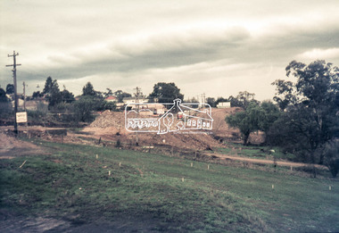 Photograph, Looking south from Eltham Shire Office at roadworks for Main Road widening, 2 May 1968, 1968