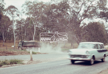 Photograph, Looking south across Main Road towards intersection with Old Eltham Road, Lower Plenty, 1968
