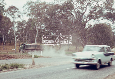 Photograph, Looking south across Main Road towards intersection with Old Eltham Road, Lower Plenty, 1968, 1968