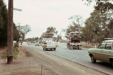 Photograph, Looking northeast across Main Road towards intersection with along Old Eltham Road, Lower Plenty, 1968