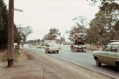 Photograph, Looking northeast across Main Road towards intersection with along Old Eltham Road, Lower Plenty, 1968, 1968