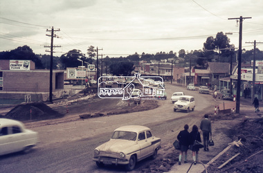 Photograph, Roadworks, Main Road widening, Eltham, 15 July 1968, 1968