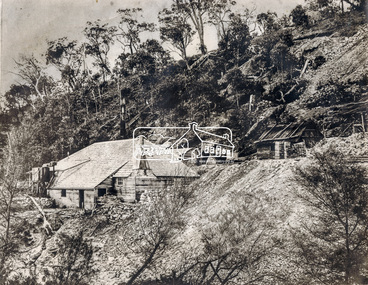 Photograph, Mining operations, possibly Diamond Creek, c.1900