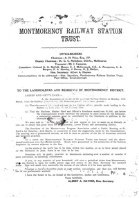 Document, Montmorency Railway Station Trust, 19 March 1923