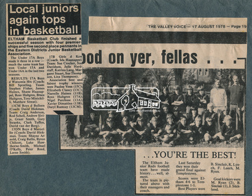 Newspaper clipping, Local juniors again tops in basketball