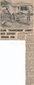 Newspaper clipping, Club 'Tradesmen' carry out expert house job