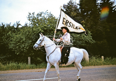 Photograph, Jock Read on 'Popeye', Ersilac Parade, Main Road, Eltham, c.1960, 1960c