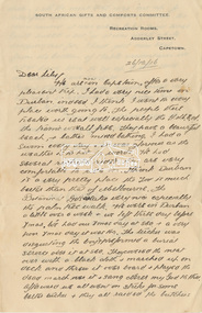 Letter, Letter to Lily Howard from Ernest W. Welsby, Capetown, 26 December 1916, 1916