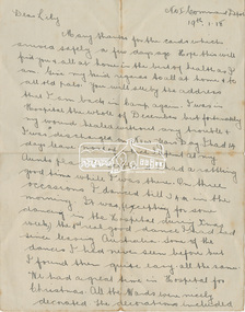 Letter, Letter to Lily Howard from Charlie Callan, No. 1 Command Depot, 19 Januray 1918, 1918