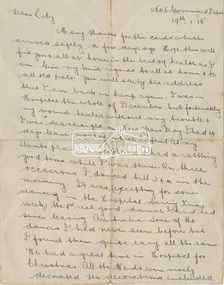 Letter, Letter to Lily Howard from Charlie Callan, No. 1 Command Depot, 19 Januray 1918, 1918