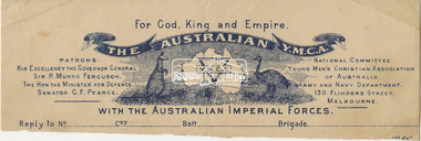 Letter, Letter head, The Australian Y.M.C.A. with the Australian Imperial Forces, 1916