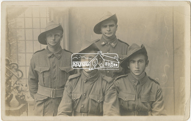 Postcard, Group of four AIF servicemen most likely connected to Howard or Harris families, 1918c